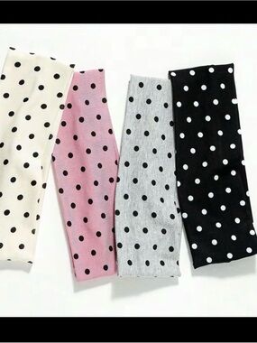 Polka Dot Stretch Headbands - Pink, Black, Gray, Cream